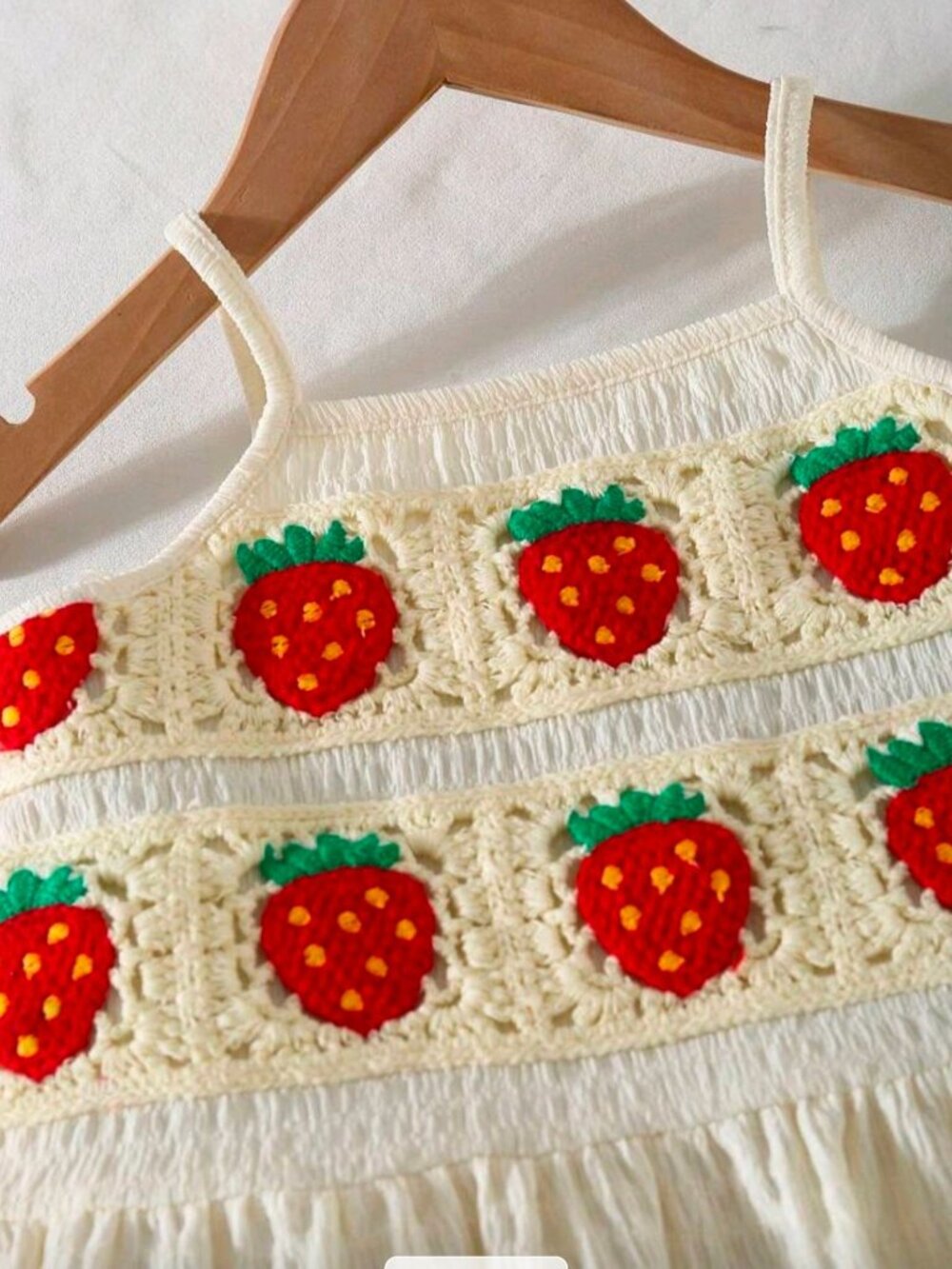 Shein ✦ Crochet Tank & Ruffle Pants Set ✦ Apricot Strawberry 2‑Piece 5Y NWT - Picture 3 of 9